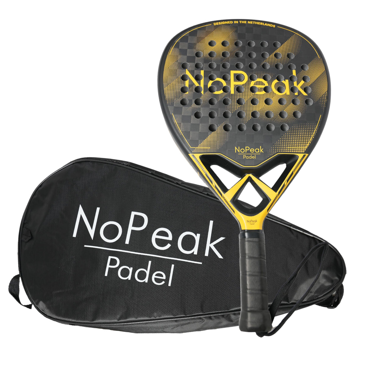 NoPeak Padel racket Goud met zwart 12K carbon